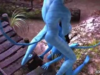 Avatar divinity anal inpulit de uriaș albastru penis